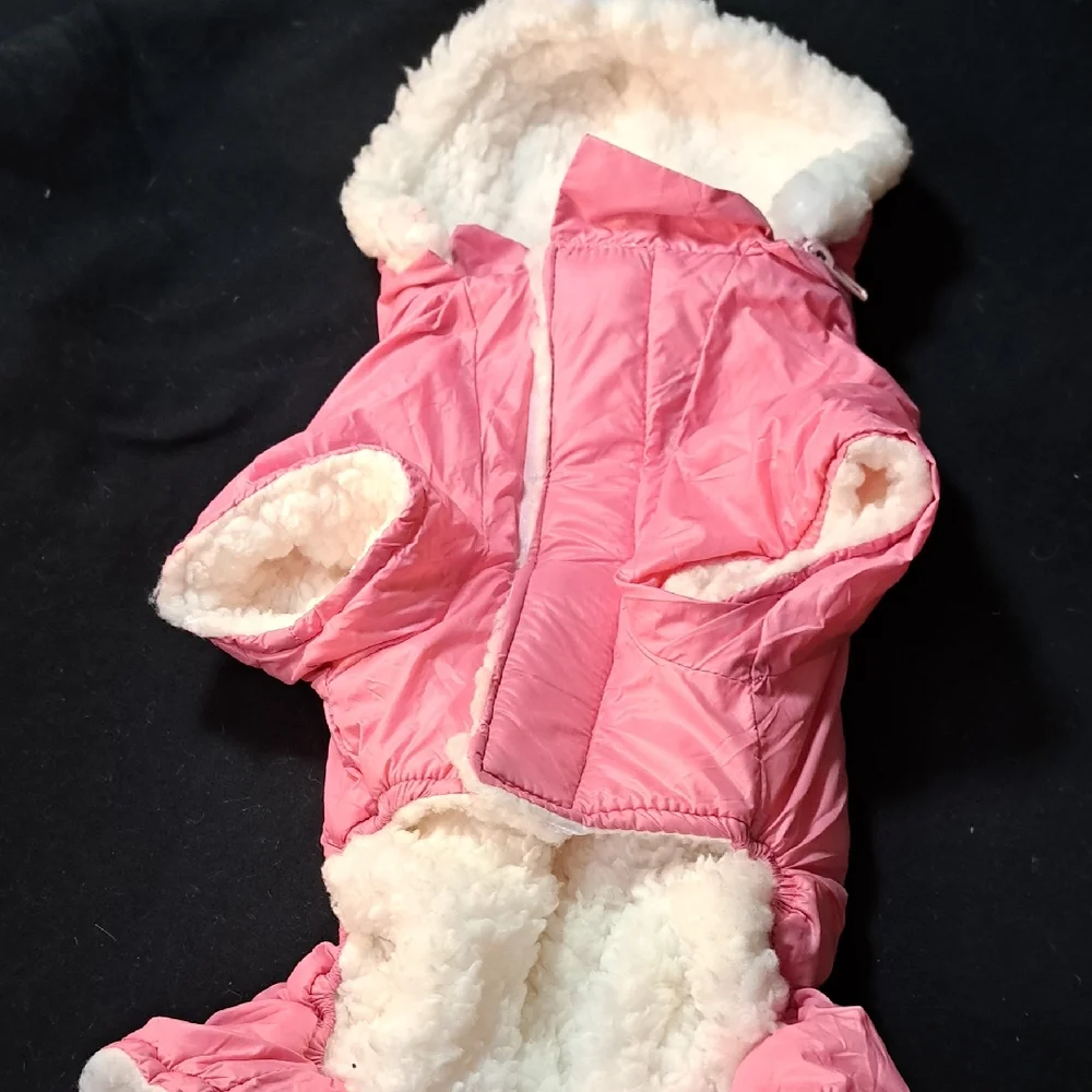 Pink Dog Jacket with White Fleece Lining
